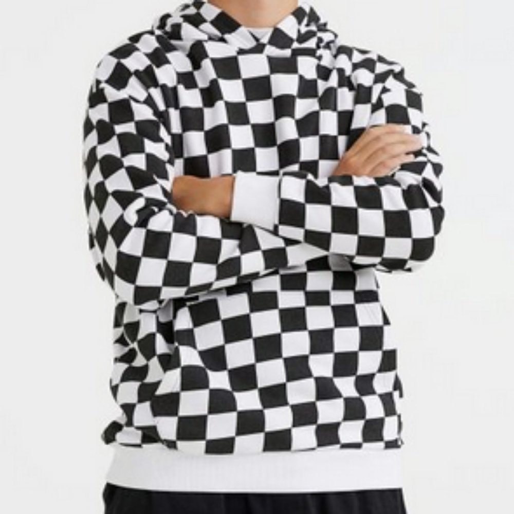 H&M Kids Oversized Black and White Checkerboard Hoodie